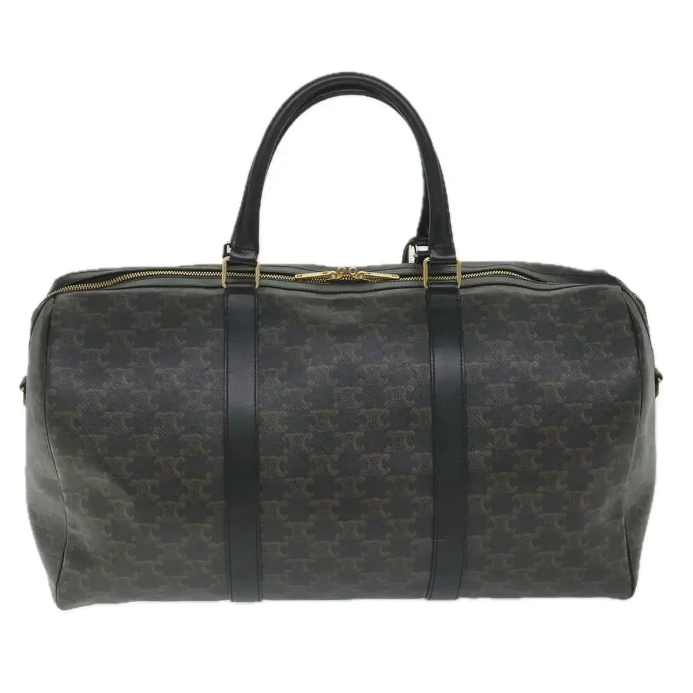 CELINE Triomphe Canvas Boston Bag Pvc Leather Black